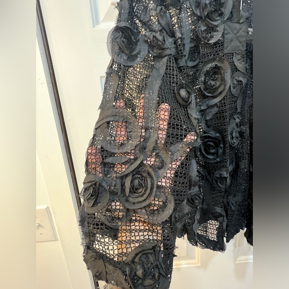 NWT Ronnie Salloway Sheer Mesh Blazer Black Rosette Whimsigoth NYE Event Sz S - Picture 6 of 13